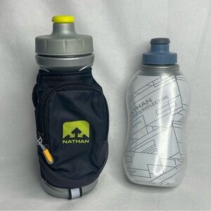 NATHAN Handheld Running Water Bottle Black Zippered Pocket ID Slot + SpeedDraw